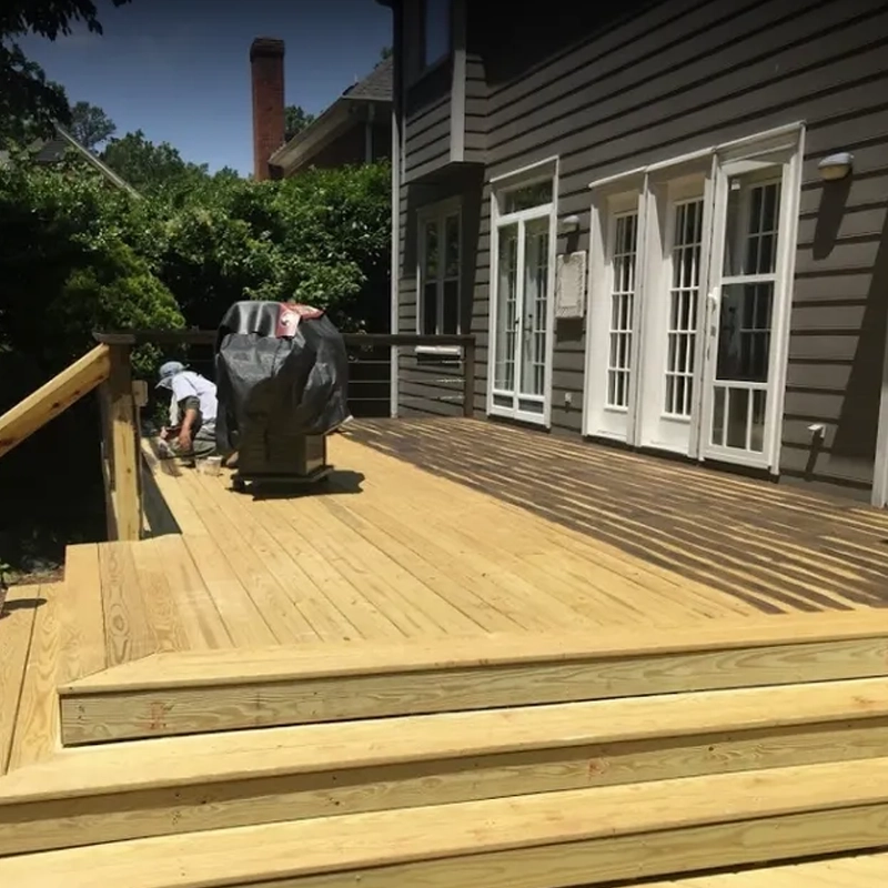 wooden deck built by porch patio and deck construction company