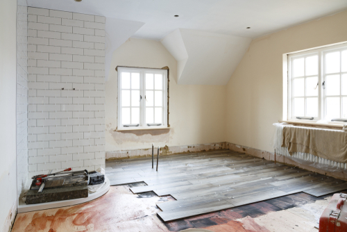 Picture of a bathroom remodeling and renovation project underway