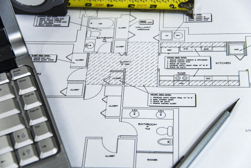 blueprints for a home renovation and remodeling project